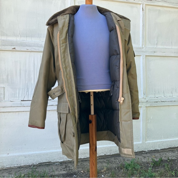 Sears Outdoorsman Feather Down Winter Coat Faux Fur Collar Vintage 70s Tan - Picture 3 of 14
